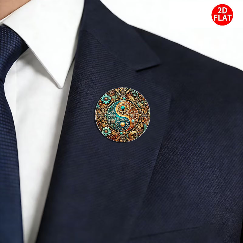 Yin Yang Mandala Pattern Stainless Steel Brooch